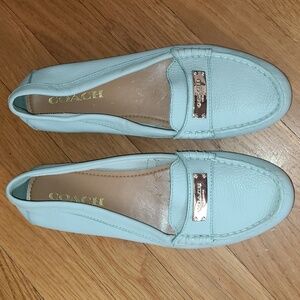 Coach Fredrica Mint Green Leather Loafers